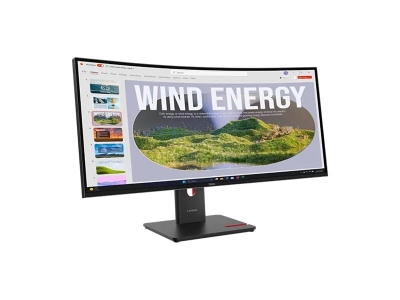 Монитор Lenovo ThinkVision T34WD-40, 34", UWQHD (3440 x 1440), VA, 120 Hz, 4 ms, Черен - 64AEGAT1EU gallery image 2