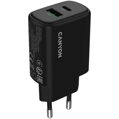 Зарядно устройство Canyon OnCharge 200 20 W, Черно - CNE-CHA200-31 gallery image 1