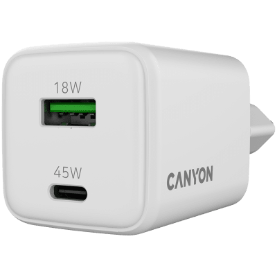 Зарядно устройство Canyon CU45AC GaN 45 W, Бяло - CNS-CUW45AC gallery image 5