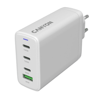 Зарядно устройство Canyon CU140ACC GaN 150 W, Бяло - CNS-CUW140ACC gallery image 4
