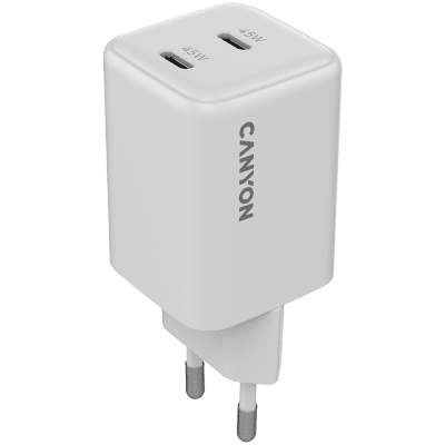 Зарядно устройство Canyon CU45CC GaN 45W, Бяло - CNS-CUW45CC gallery image 1