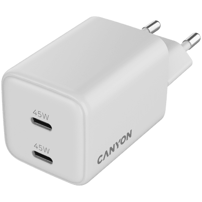 Зарядно устройство Canyon CU45CC GaN 45W, Бяло - CNS-CUW45CC gallery image 4