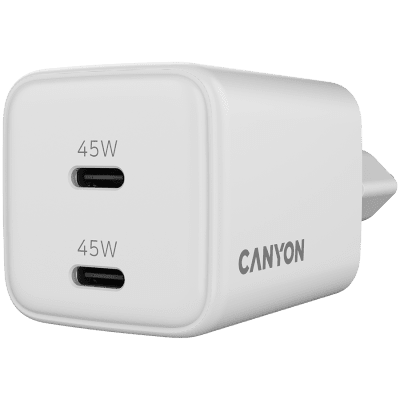 Зарядно устройство Canyon CU45CC GaN 45W, Бяло - CNS-CUW45CC gallery image 5