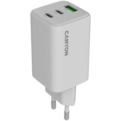Зарядно устройство Canyon CU65ACC GaN 65W, Бяло - CNS-CUW65ACC gallery image 1