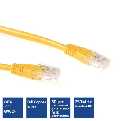 Мрежов пач кабел ACT RJ-45 към RJ-45, Cat.6, 5 m, Жълт - IB8805 gallery image 3