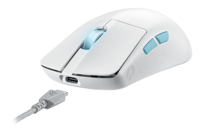 Геймърска безжична мишка ASUS ROG Harpe Ace Aim Lab Edition - 90MP02W0-BMUA10, Бяла gallery image 6