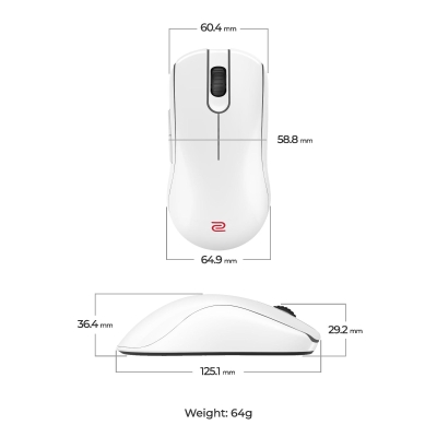 Безжична геймърска мишка Zowie FK2-DW 4K - 9H.N4MBE.A3E, Бяла gallery image 6