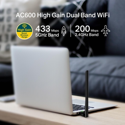 Безжичен адаптер TP-Link Archer T2U PLUS AC600 - 7247 gallery image 5