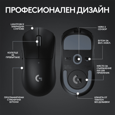 Безжична геймърска мишка Logitech G Pro X Superlight 2 - 910-006630, Черна gallery image 11