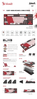 Геймърска клавиатура A4TECH Bloody Naraka S87 TKL, Черна - S87 gallery image 4