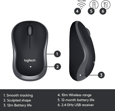 Безжичен комплект клавиатура и мишка Logitech MK330, Черен - 920-003989 gallery image 2