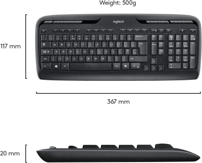 Безжичен комплект клавиатура и мишка Logitech MK330, Черен - 920-003989 gallery image 3