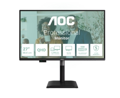 Монитор AOC Q27P4CV, 27", QHD (2560 x 1440), IPS, 120 Hz, 4 ms, Черен - Q27P4CV