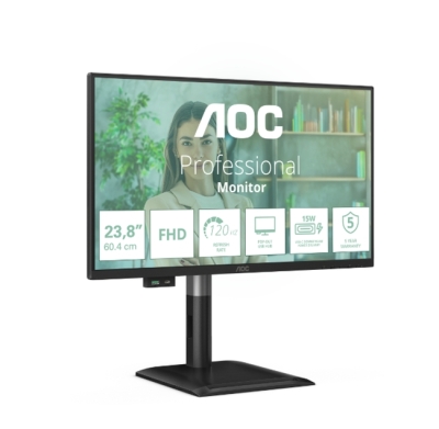 Монитор AOC 24P4U, 23.8", Full HD (1920 x 1080), IPS, 120 Hz, 4 ms, Черен - 24P4U gallery image 2