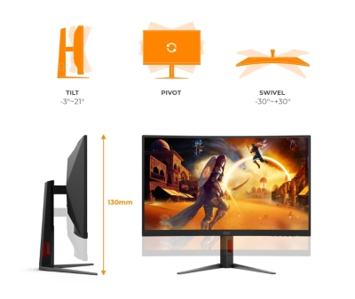Монитор AOC C27G4Z2, 27", Full HD (1920 x 1080), Fast VA, 260 Hz, 1 ms, Черен - C27G4Z2 gallery image 3