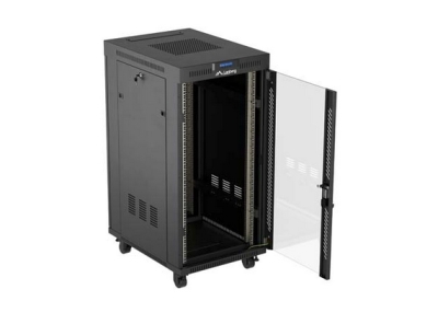 Комуникационен шкаф Lanberg 19" 24U 600 x 800 mm, Закалена стъклена врата, Черен - FF01-6824-12BL gallery image 3