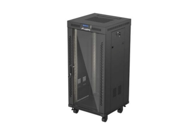 Комуникационен шкаф Lanberg 19" 24U 600 x 600 mm, Закалена стъклена врата, Черен - FF01-6624-12BL gallery image 1