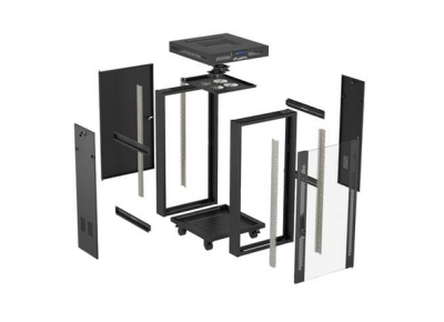 Комуникационен шкаф Lanberg 19" 24U 600 x 600 mm, Закалена стъклена врата, Черен - FF01-6624-12BL gallery image 7