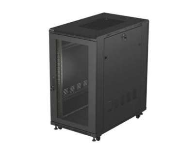 Комуникационен шкаф Lanberg 19" 22U 600 x 1000 mm, Перфорирана врата, Черен - FF01-6022-23B gallery image 1