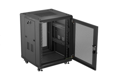 Комуникационен шкаф Lanberg 19" 15U 600 x 600 mm, Перфорирана врата, Черен - FF01-6615-23B gallery image 2