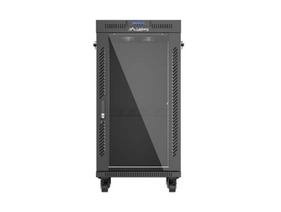 Комуникационен шкаф Lanberg 19" 22U 600 x 600 mm, Закалена стъклена врата, Черен - FF01-6622-12BL gallery image 1