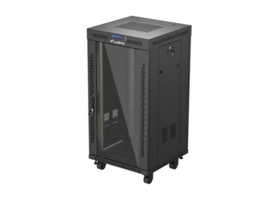 Комуникационен шкаф Lanberg 19" 22U 600 x 600 mm, Закалена стъклена врата, Черен - FF01-6622-12BL gallery image 2
