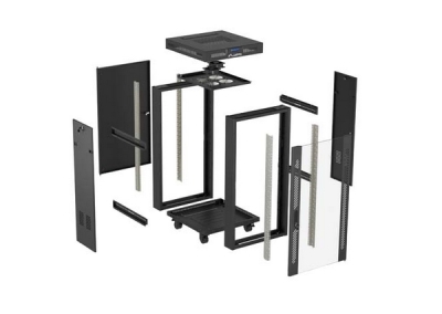 Комуникационен шкаф Lanberg 19" 22U 600 x 600 mm, Закалена стъклена врата, Черен - FF01-6622-12BL gallery image 6