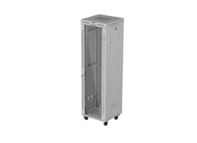 Комуникационен шкаф Lanberg 19" 42U 600 x 600 mm, Закалена стъклена врата, Сив - FF01-6642-12SL gallery image 1