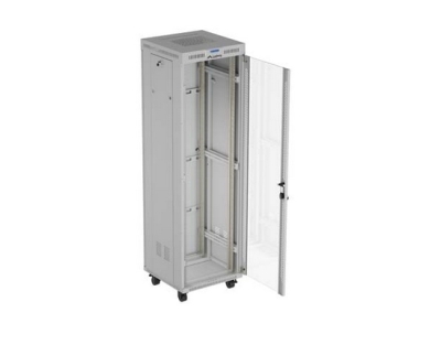 Комуникационен шкаф Lanberg 19" 42U 600 x 600 mm, Закалена стъклена врата, Сив - FF01-6642-12SL gallery image 2