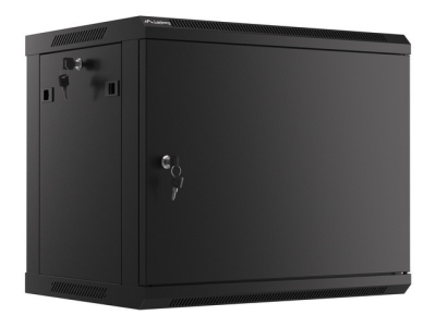 Комуникационен шкаф Lanberg 19" 9U 600 x 450 mm, Метална врата, Черен - WF01-6409-00B gallery image 1