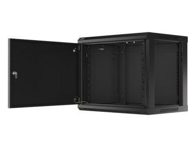 Комуникационен шкаф Lanberg 19" 9U 600 x 450 mm, Метална врата, Черен - WF01-6409-00B gallery image 4