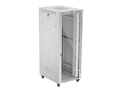 Комуникационен шкаф Lanberg 19" 42U 800 x 1000 mm, Закалена стъклена врата, Сив - FF01-8042-12SL gallery image 1