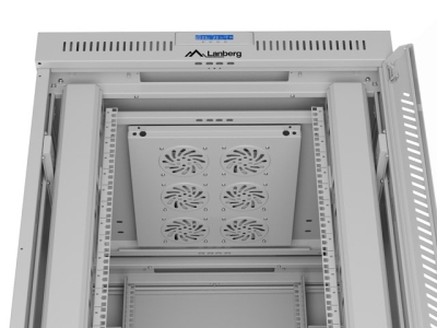 Комуникационен шкаф Lanberg 19" 42U 800 x 1000 mm, Закалена стъклена врата, Сив - FF01-8042-12SL gallery image 2