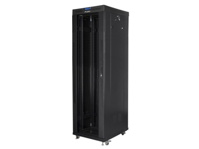 Комуникационен шкаф Lanberg 19" 42U 600 x 800 mm, Закалена стъклена врата, Черен - FF01-6842-12BL gallery image 1