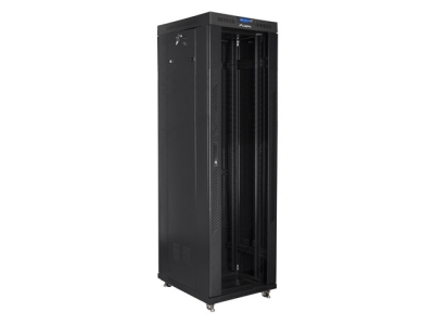 Комуникационен шкаф Lanberg 19" 42U 600 x 800 mm, Закалена стъклена врата, Черен - FF01-6842-12BL gallery image 2