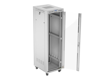 Комуникационен шкаф Lanberg 19" 42U 600 x 800 mm, Закалена стъклена врата, Сив - FF01-6842-12SL gallery image 6
