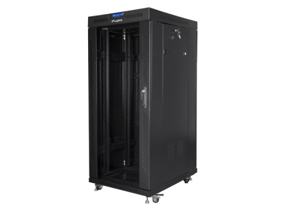 Комуникационен шкаф Lanberg 19" 27U 800 x 1200 mm, Закалена стъклена врата, Черен - FF01-8227-12BL gallery image 1