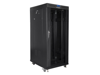 Комуникационен шкаф Lanberg 19" 27U 800 x 1200 mm, Закалена стъклена врата, Черен - FF01-8227-12BL gallery image 4