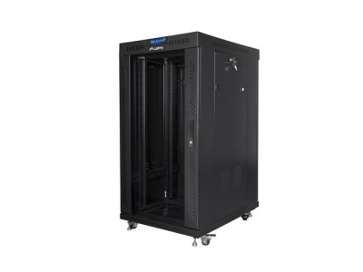 Комуникационен шкаф Lanberg 19" 22U 600 x 800 mm, Закалена стъклена врата, Черен - FF01-6822-12BL gallery image 1