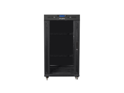 Комуникационен шкаф Lanberg 19" 22U 600 x 800 mm, Закалена стъклена врата, Черен - FF01-6822-12BL gallery image 3