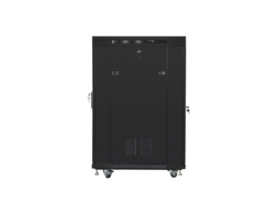 Комуникационен шкаф Lanberg 19" 22U 600 x 800 mm, Закалена стъклена врата, Черен - FF01-6822-12BL gallery image 4