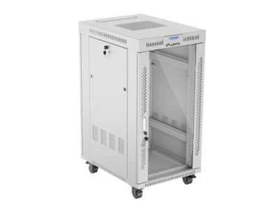 Комуникационен шкаф Lanberg 19" 22U 600 x 800 mm, Закалена стъклена врата, Сив - FF01-6822-12SL gallery image 1