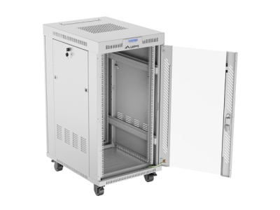 Комуникационен шкаф Lanberg 19" 22U 600 x 800 mm, Закалена стъклена врата, Сив - FF01-6822-12SL gallery image 3