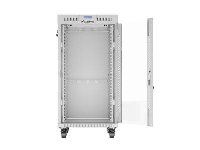 Комуникационен шкаф Lanberg 19" 22U 600 x 800 mm, Закалена стъклена врата, Сив - FF01-6822-12SL gallery image 9