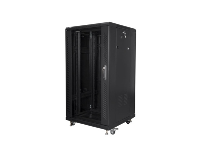 Комуникационен шкаф Lanberg 19" 22U 600 x 600 mm, Закалена стъклена врата, Черен - FF01-6622-12B gallery image 1