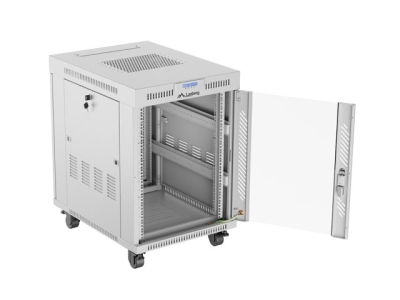 Комуникационен шкаф Lanberg 19" 15U 600 x 800 mm, Закалена стъклена врата, Сив - FF01-6815-12SL gallery image 2