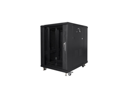Комуникационен шкаф Lanberg 19" 15U 600 x 800 mm, Закалена стъклена врата, Черен - FF01-6815-12B gallery image 1