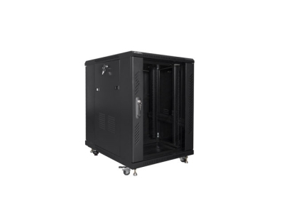 Комуникационен шкаф Lanberg 19" 15U 600 x 800 mm, Закалена стъклена врата, Черен - FF01-6815-12B gallery image 2