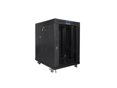Комуникационен шкаф Lanberg 19" 15U 800 x 1000 mm, Закалена стъклена врата, Черен - FF01-8015-12BL gallery image 2