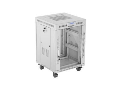 Комуникационен шкаф Lanberg 19" 15U 600 x 600 mm, Закалена стъклена врата, Сив - FF01-6615-12SL gallery image 1